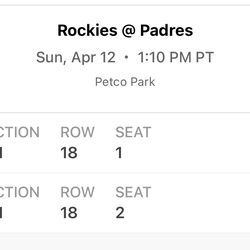 Padres tickets for today! 04/12