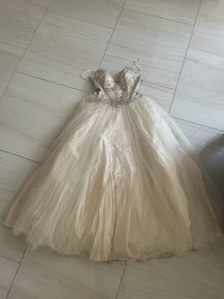 Golden Beige Quinceañera Dress