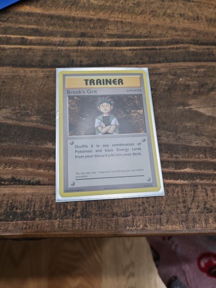 Brock's Grit Trainer Pokemon Card 2016 PSA 9.5 With Unused Alolan Vulpix Sleeve
