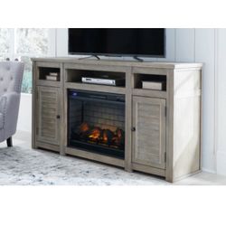 Ashley Moreshire TV Or Entertainment Stand With WORKING Fireplace
