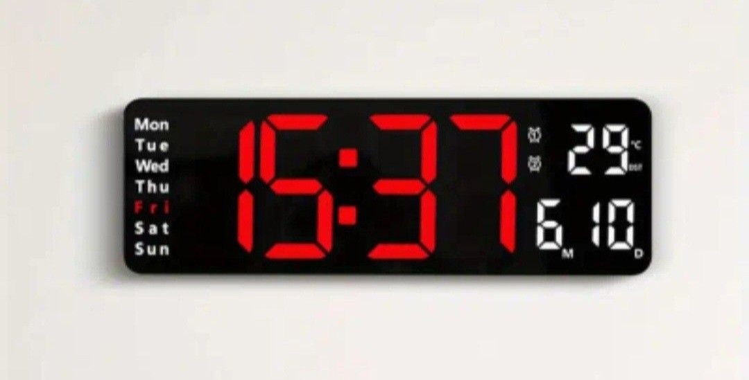 16" Digital Clock (Red) Large Numbers