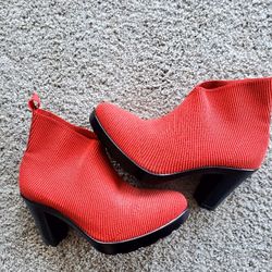 Red Ankle Booties, NWOT SZ 7.5