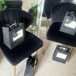 Beautiful Black And Gold Velvet Chairs 