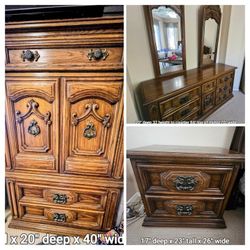 Thomasville vintage double dresser W/2 Mirrors,  ARMOIRE and nightstand
