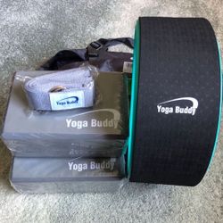 12” Roller Wheel For Yoga With Blocks And Strap And Free Bag