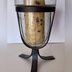 Pottery Barn Wrought Iron & Glass Hurricane Candle Holder