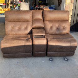 Armless Loveseat With Console