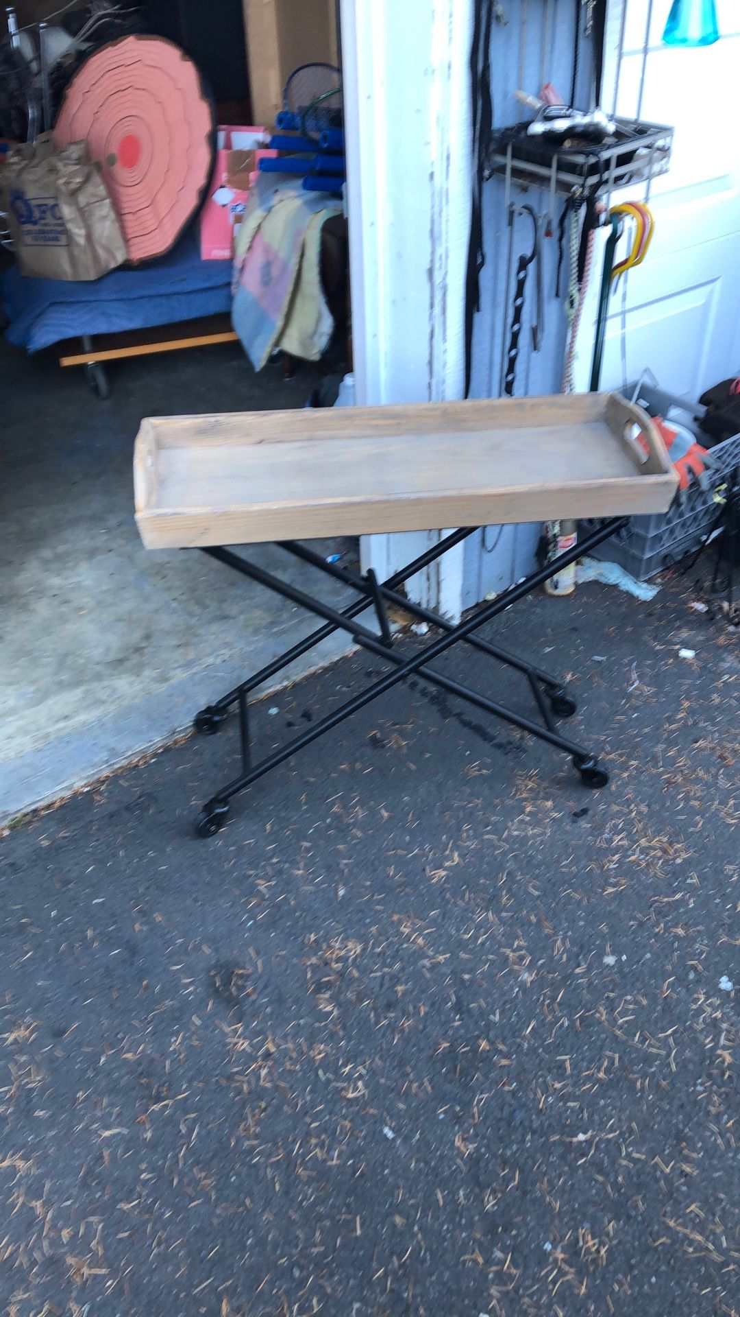 Bar cart folding serving wheels solid wood