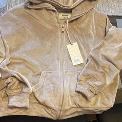 Brand New Velour Scaré Zip Up Hooded Sweater 