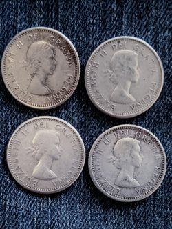 4-Dimes.. 1962 10 Cent Canadian Silver Dimes.. Key Date!!!