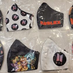 Kids Waterproof Face Masks BtS Pokemon Among Us Rovlox Eevee Shapes Planets