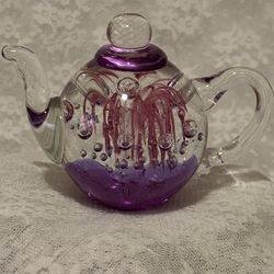 Dynasty Gallery Heirloom Collectibles Violet/Purple Glass Teapot, Bubbles,