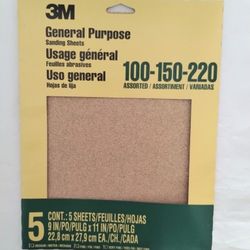 3M General Purpose Sanding Sheets 100 150 220 Assorted Grit