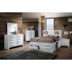 Brand New 4PC White Bookcase Storage Bedroom Set