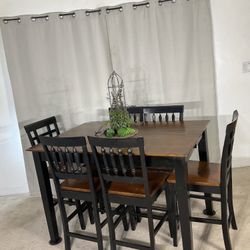 High Extendable Dining Table & 6 Chairs 