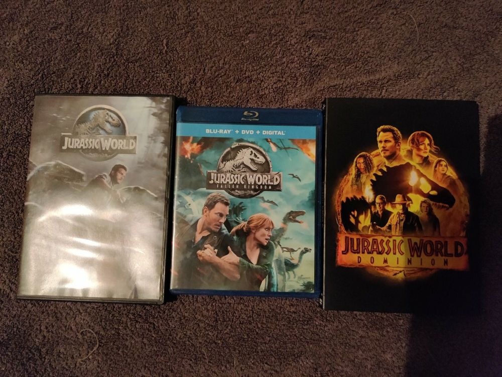 Three DVD/Blu-ray Set Of All New Jurassic World Movies