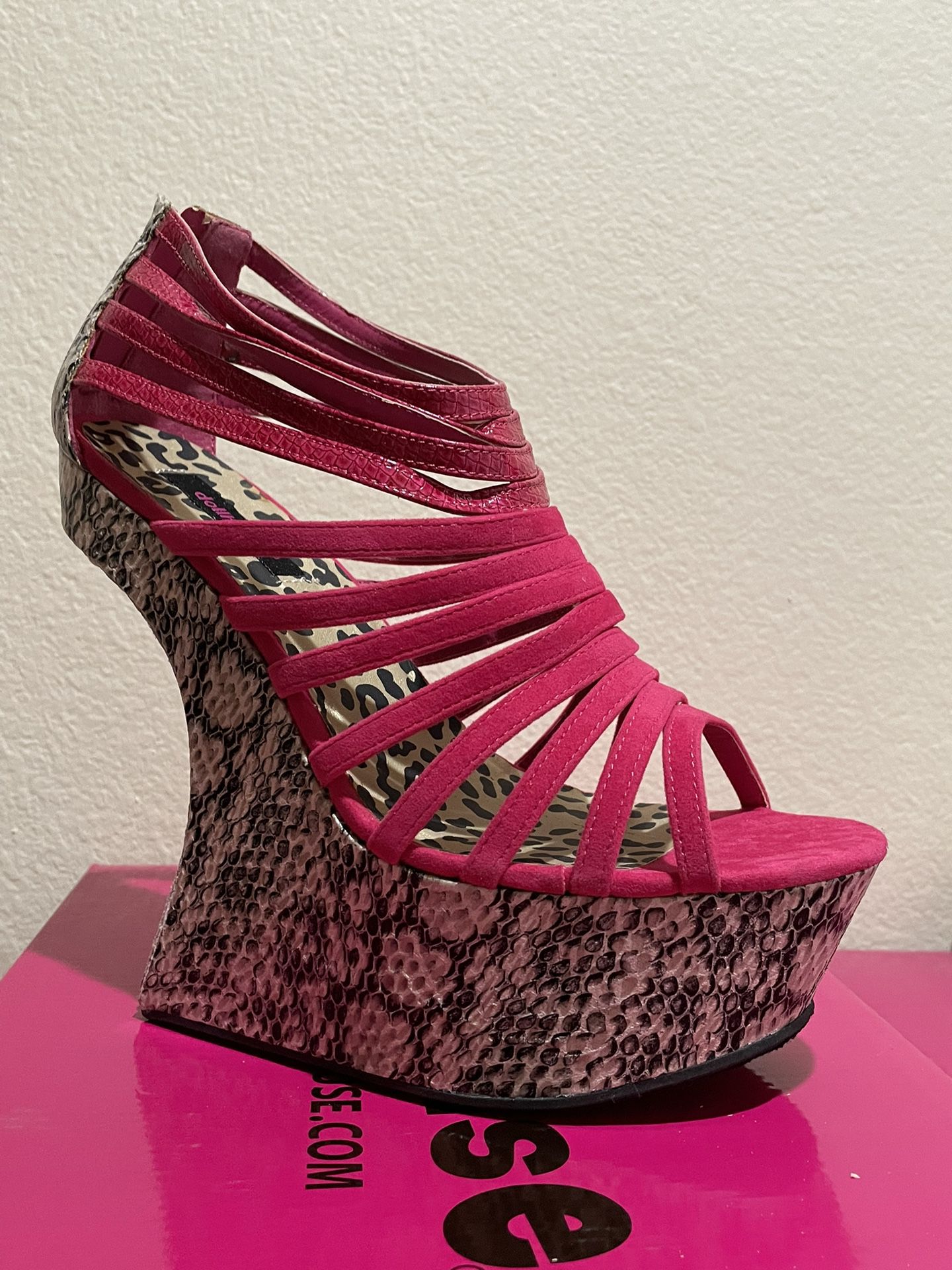 Womens SIN Pink High Heel Dollhouse Shoes Sizes 6, 6.5, 7, 7.5, 8, 8.5 And 9 Available 