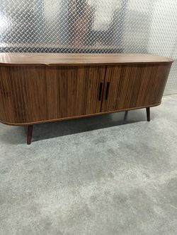 Modern Walnut TV Stand Media Console Cabinet