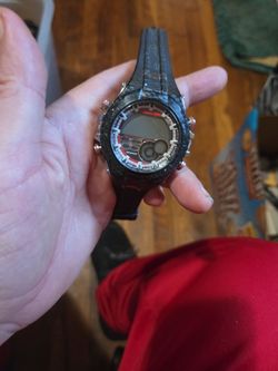 Black Digital Sport Watch with Red Accents