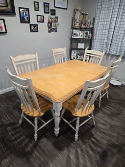 Wood Dining Table with 6 Chairs