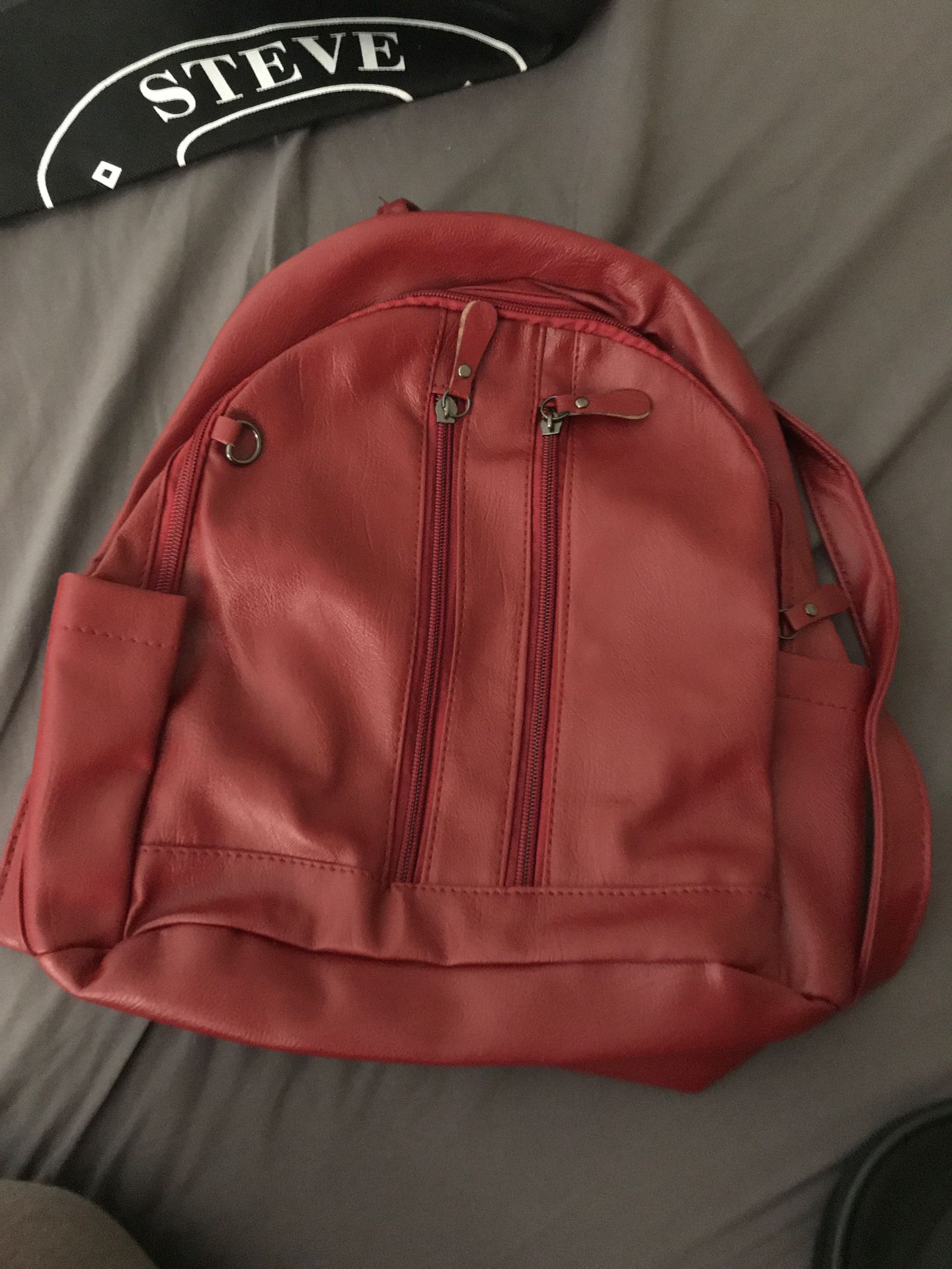 NEW Red Plain Retro Womens Rucksack Backpack