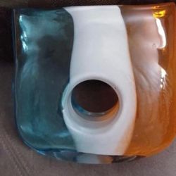 Jarrón Cristal A Colores Antigua 