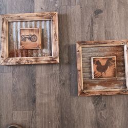 Rustic Barn Metal And Wood Burnt Art