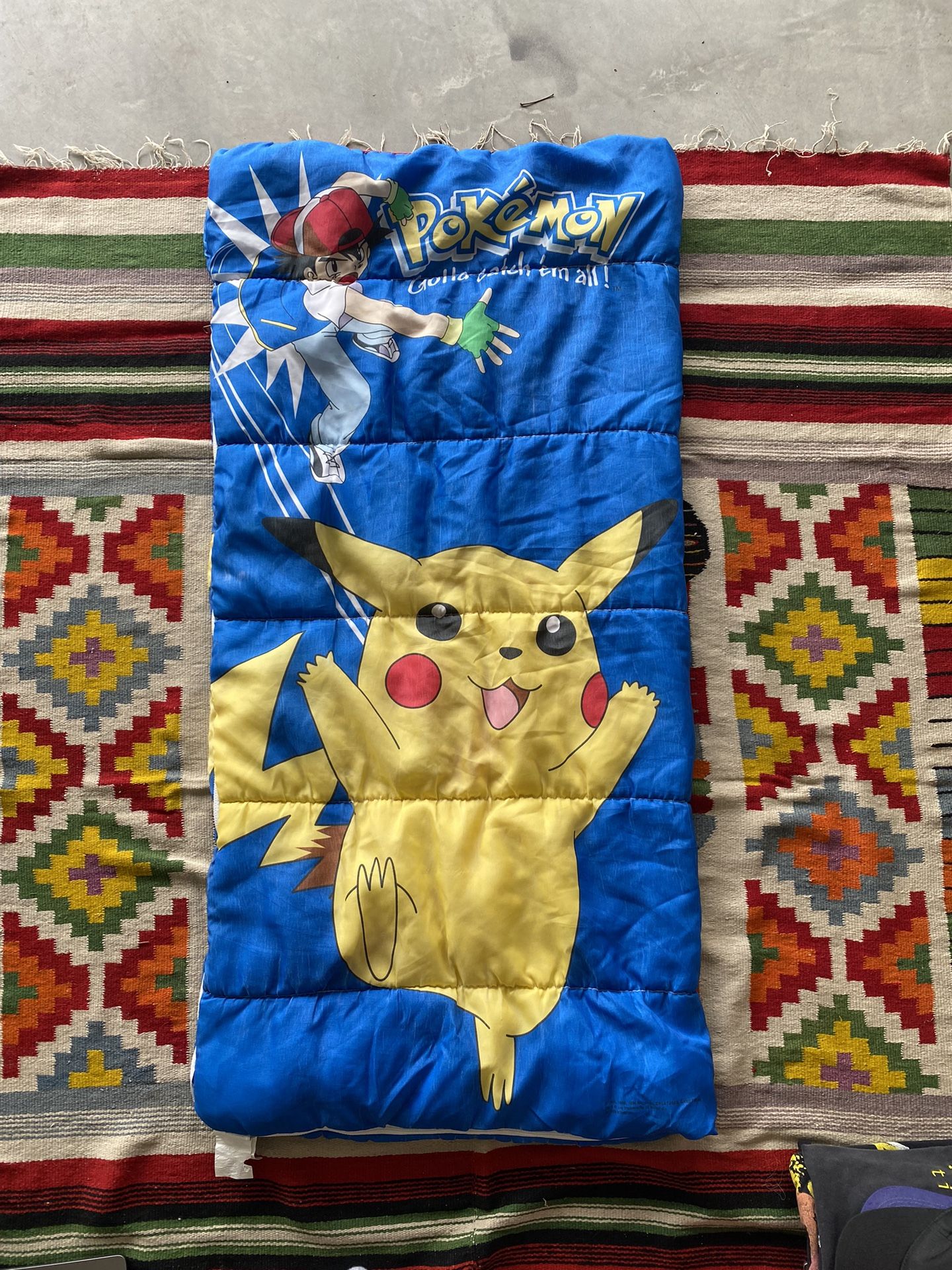 Vintage Nintendo Pokemon Gotta Catch Em All Pikachu Anime Sleeping Bag 1998