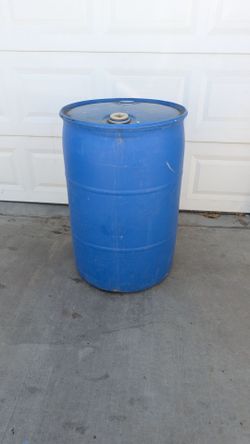 55 Gal. Industrial Plastic Drum Rain Barrel Container Outdoor Water Storage Blue