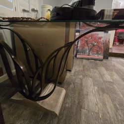 Decorative Glass Top Table With Marble Base
