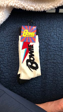 David Bowie men’s one size crew socks, new!