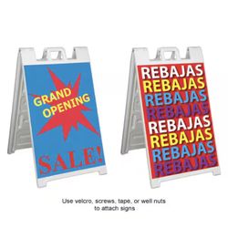 Signicade 24 in. W x 36 in. H White Plastic Portable Folding Double-Sided Sign Stand