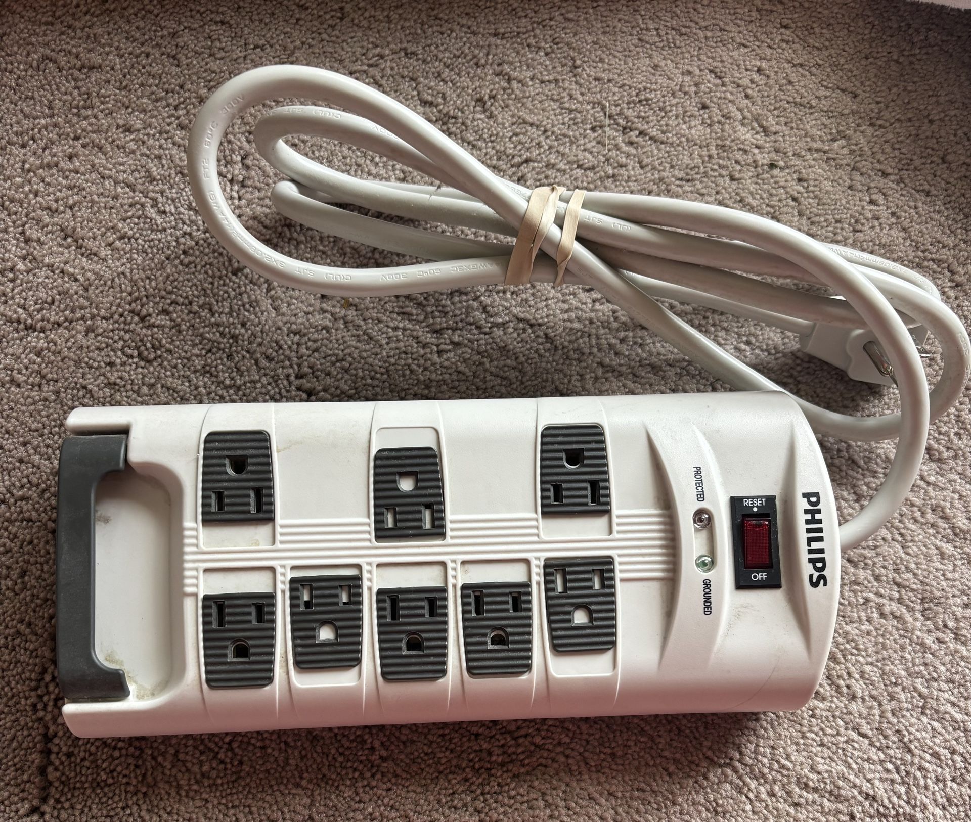 Philips Surge Protector 8 Outlets 6 ft Cord Electric Child Safety SPP3222-Tested