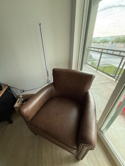 Lexicon 100% Top Grain Genuine Leather Chair, Leather Accent Chair