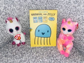 Narwhal and Jelly boxed book set with two Ty Beanie Boos