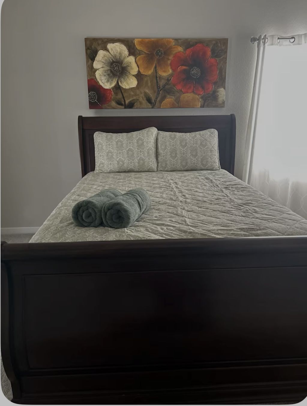 Queen size Cherry Bed Sturdy Great Condition