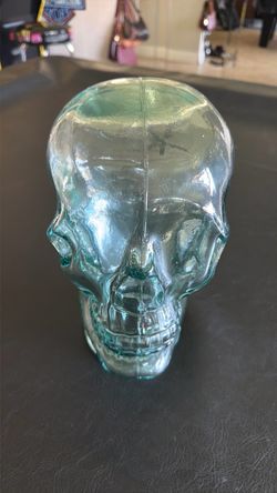 Clear Teal Glass Skeleton head