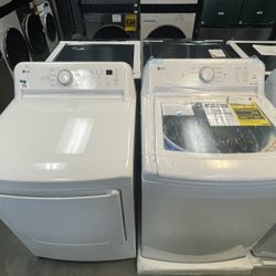 Lg 4.3 Cu Top Load Washer And Gas Dryer Set In White