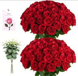 Artificial Red Rose Bouquets with Greenery