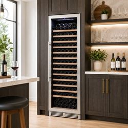 Avanti Designer Series Wine Cooler, Built-In or Freestanding, 165-Bottle Capacity, Digital Controls, Stainless Steel (WCD176SZ3S)