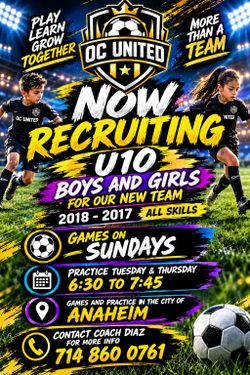 ⚽ OC UNITED – NOW RECRUITING U-10 PLAYERS! 🖤💛