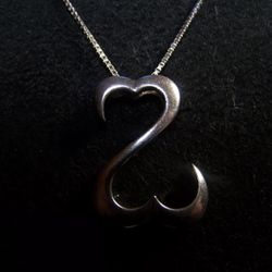 Sterling Silver Open Hearts Necklace 