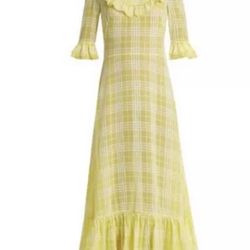 The Vampires Wife dreamy diaphanous Gloria maxi dress yellow size 10 UK 