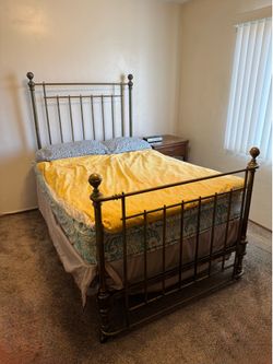Full Size Bed Frame, Mattress, and Box Spring