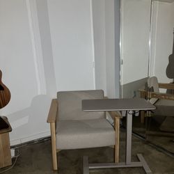 Sit/Stand Adjustable Laptop Desk – Compact Rolling Table (Mushroom/Taupe)