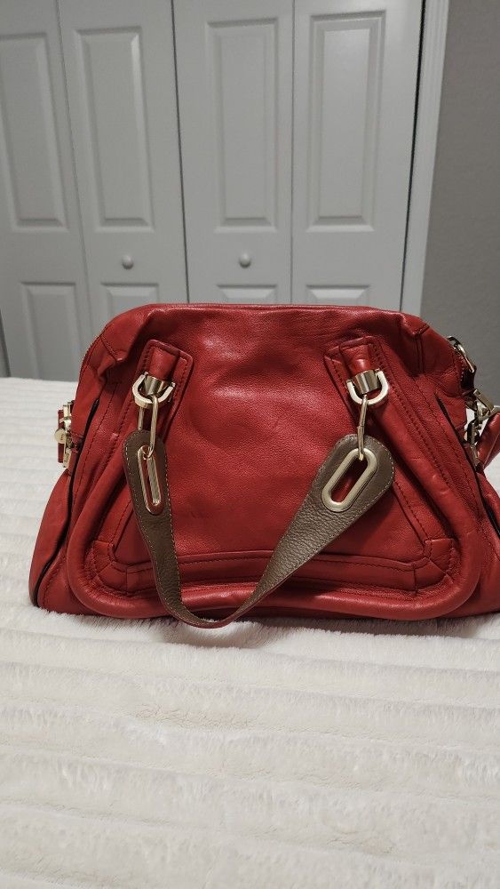 Tri Color Brand Name Shoulder Bag