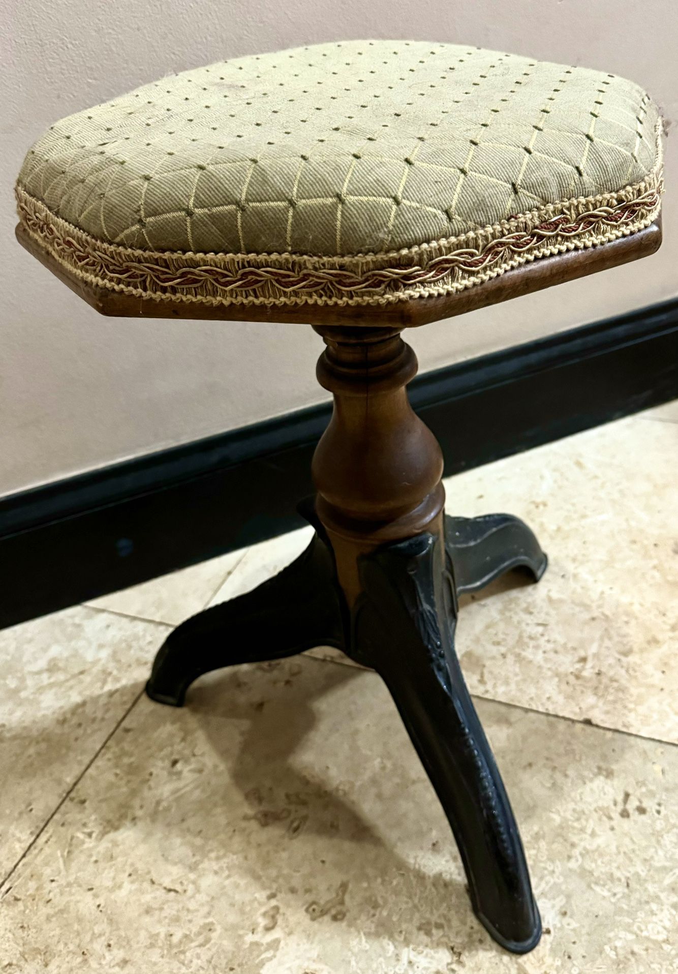 Authentic Antique Adjustable Piano Stool
