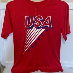 T-Shirt Tek Gear Shirt USA Polyester XL, New!