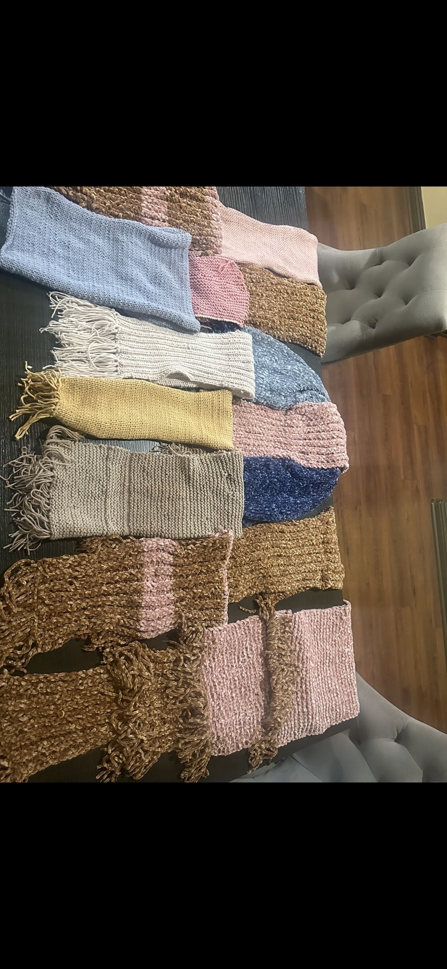 Hand made scarfs and hats.