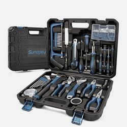 Sundpey Home Tool Kit 148-Pcs - Household Basic Complete Hand Repair portable Tool Set with Case & Ratcheting Screwdriver & Hex Key & Pliers & Wrench 